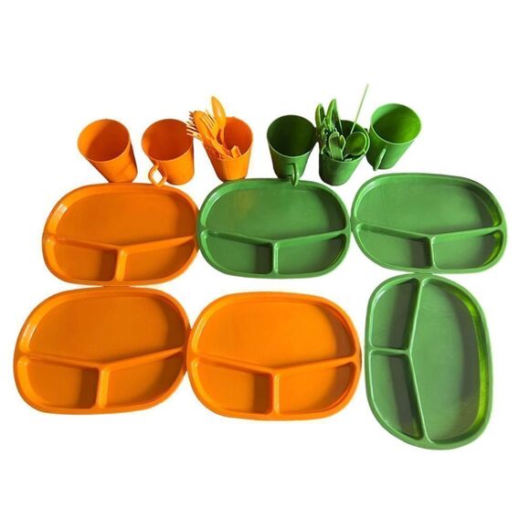 Vintage Basketville PlasticWare Divided Platters, Cups,Sets Silverware 42 picnic - Picture 3 of 3